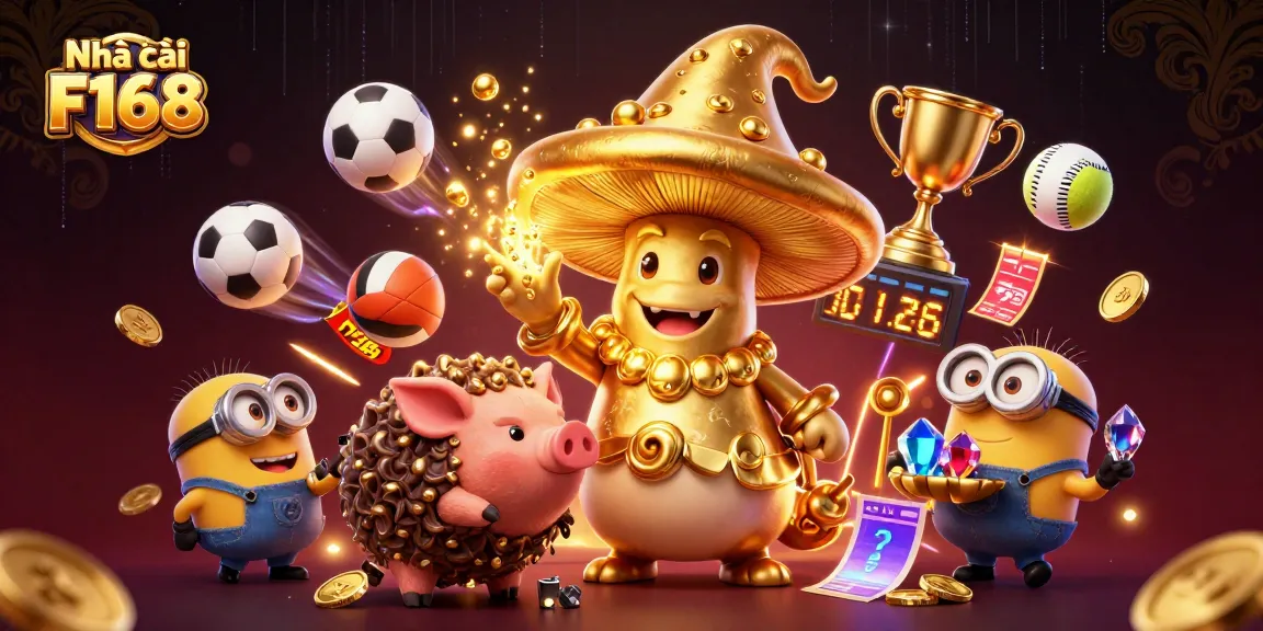 Experience the thrill at Nhà cái F168 with dynamic games and vibrant characters in an engaging casino scene.