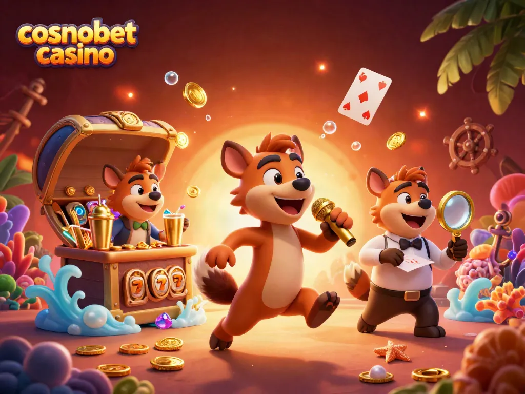 Join the fun at cosmobet casino with lively cartoon hyenas in a bustling comedy club scene.