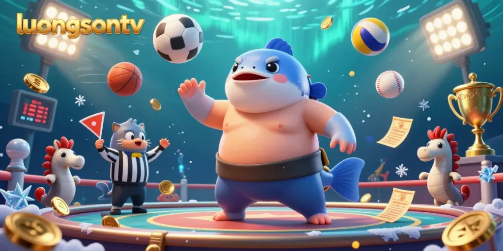Experience thrilling live matches and exciting betting action with luongsontv in this underwater casino scene.