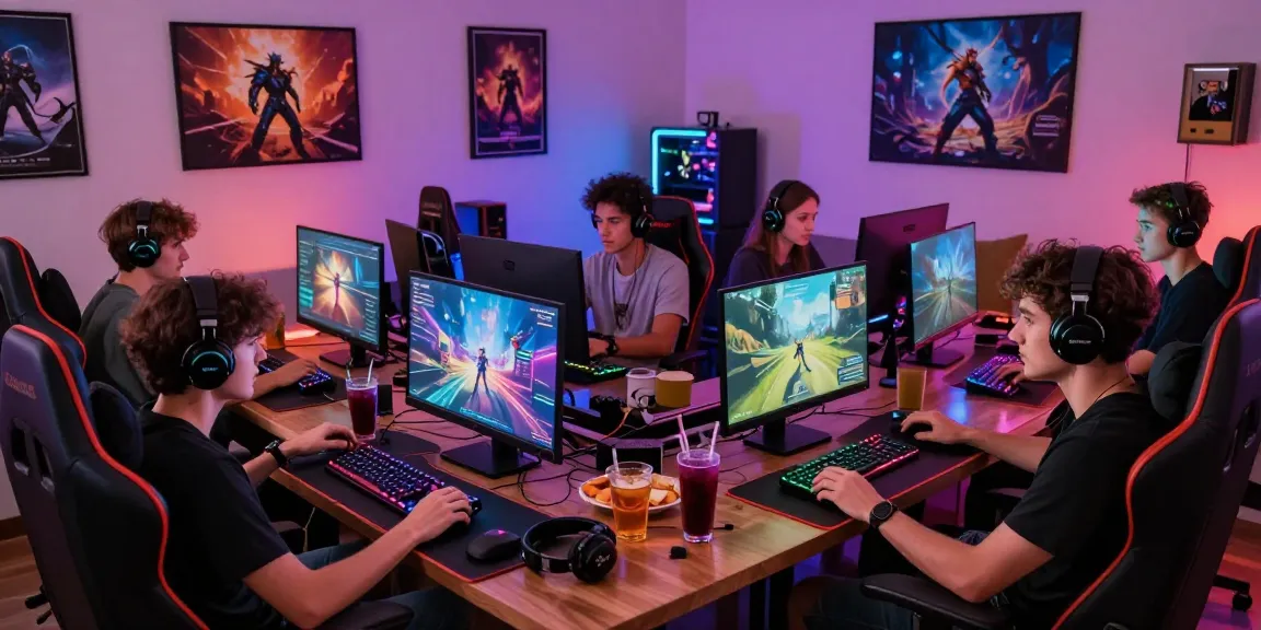 Engaging players enjoying ai porn games in a colorful gaming setup.