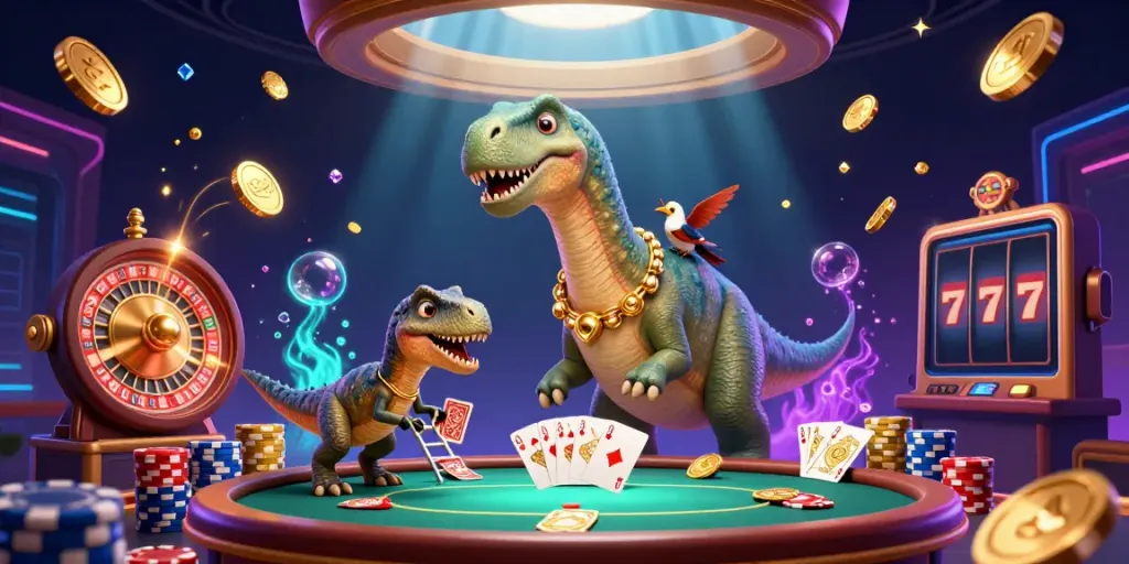 Experience NOHU's vibrant slot machine universe in this dynamic 3D casino illustration.