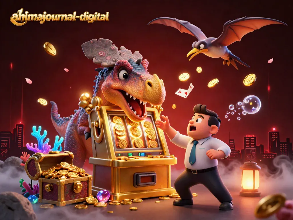 Unleash fun at ahimajournal-digital with a pachycephalosaurus hitting a golden slot machine jackpot!