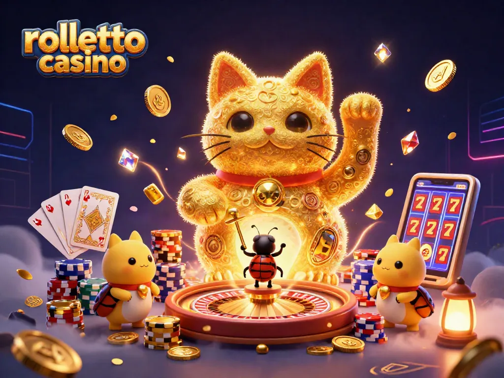 Experience the rolletto casino with exciting games and vibrant graphics in this dynamic digital illustration.