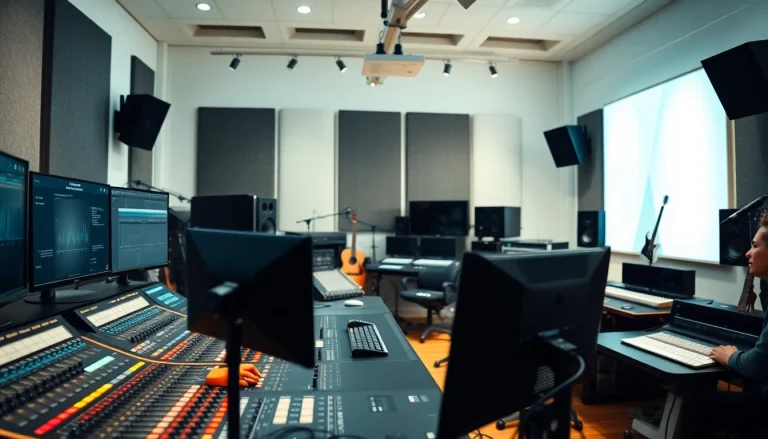Engaging view of online mastering services in a professional audio studio environment.