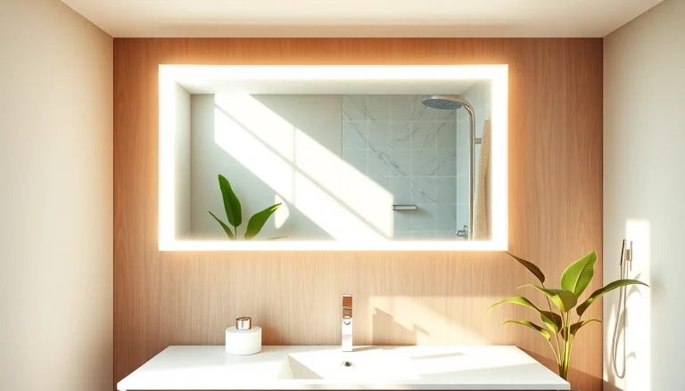 Enhance your space with a stylish mirror light mirror that's elegantly illuminated and modern.