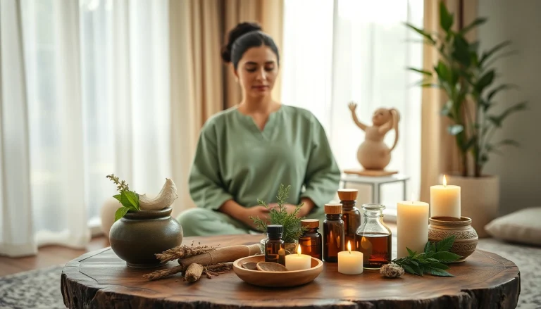 Experience a calming Ayurveda Consultation with a serene practitioner surrounded by vibrant herbs.