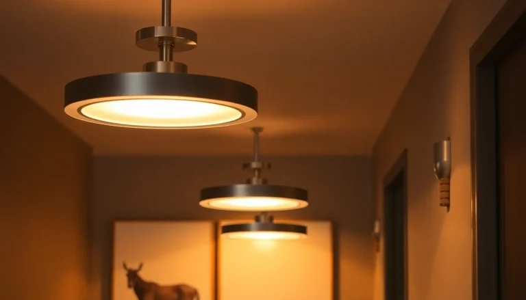 Bright light fixtures for hallway illuminating a stylish space with modern decor.