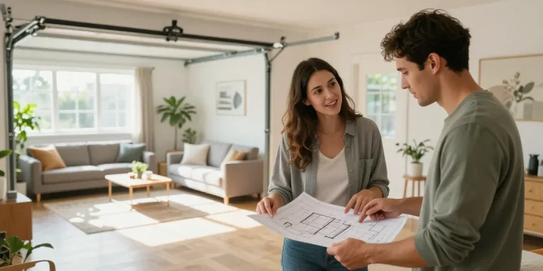 Garage conversion specialist near me transforming a garage into a cozy living space.
