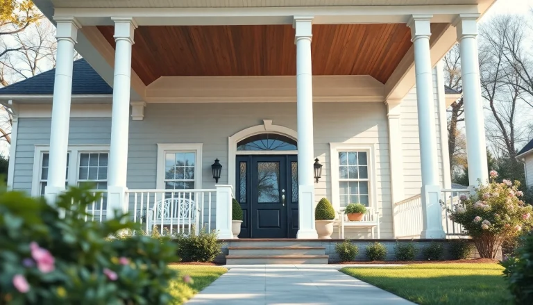 Engaging colonial home renovation, showcasing modern features and inviting front porch.