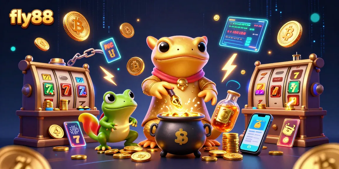 Experience the excitement of fly88 as the alchemist transforms metals into gold coins in an animated casino scene.
