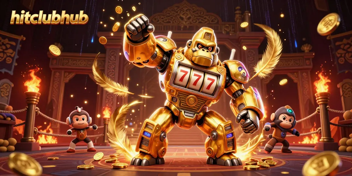 Experience big wins at hitclubhub with the dynamic golden gorilla mech and vibrant casino elements.